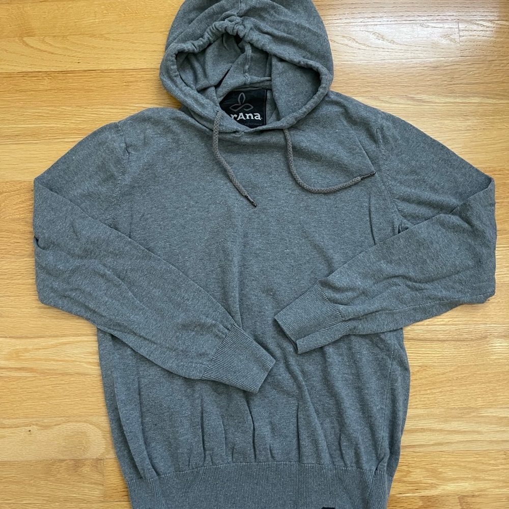 Prana Heather Gray Knit Sweater Hoodie